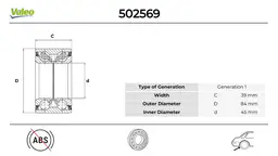 Mercedes W124 Kasa Arka Teker Rulmanı Seti | VALEO 502569