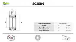 Mercedes C Serisi W204 Ön Teker Rulmanı Seti | VALEO 502584