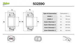 Mercedes CLS Serisi W219 Ön Teker Rulmanı Seti | VALEO 502590
