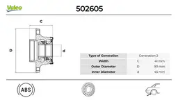 BMW 5 Serisi E39 Arka Teker Rulmanı Seti | VALEO 502605