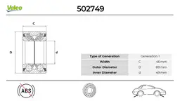Mercedes ML Serisi W163 Ön Teker Rulmanı Seti | VALEO 502749
