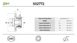 BMW 1 Serisi F40 Arka Teker Rulmanı Seti | VALEO 502772