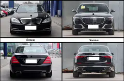 Mercedes S Serisi W221 2006-2013 Komple Gövde Kiti [DONUSUM => W223] Çift Egzoz Çıkışlı (Tek+Tek) Egzoz Uçlu, Marşpiyelli, Panjururlu, Kaput/Çamurluk/Kapı/Bagaj Kap., Far/Stop, Aynalar | WENDER MA2212212