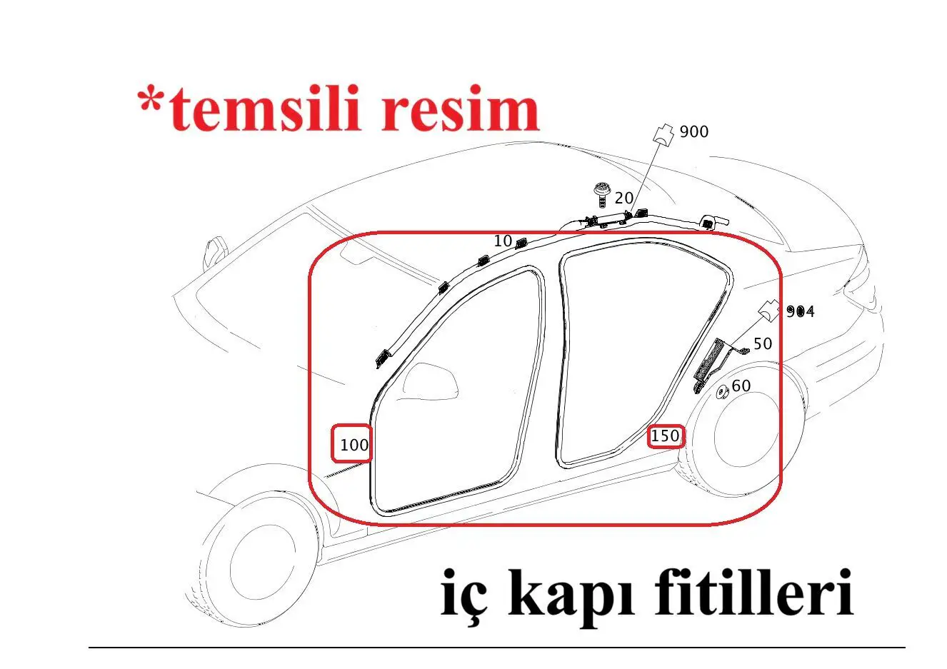 Mercedes C Serisi W205 Kapı Fitili Kadifeli