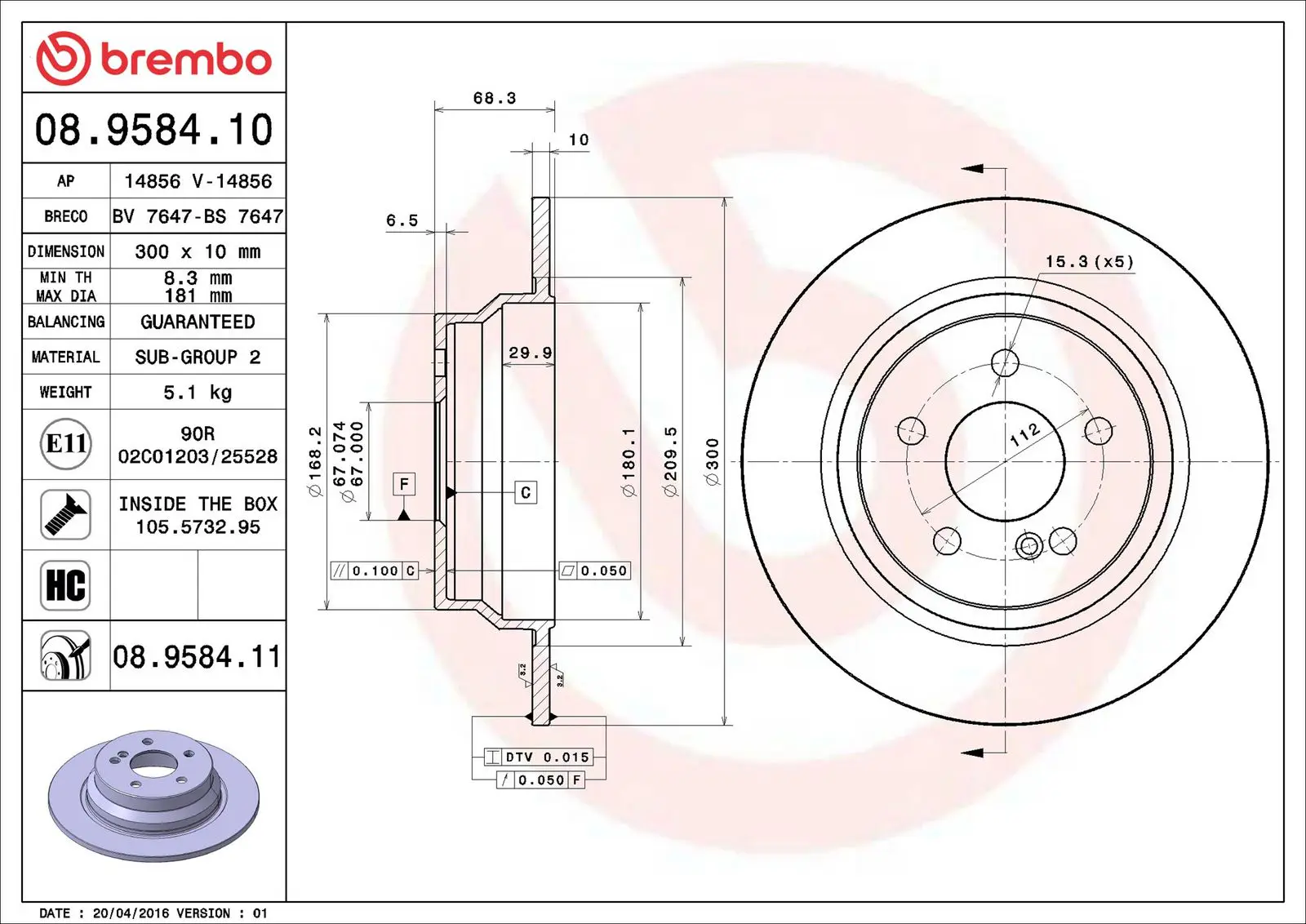 Mercedes E Serisi W211 E 220 CDI Arka Fren Diski | BREMBO 08958410