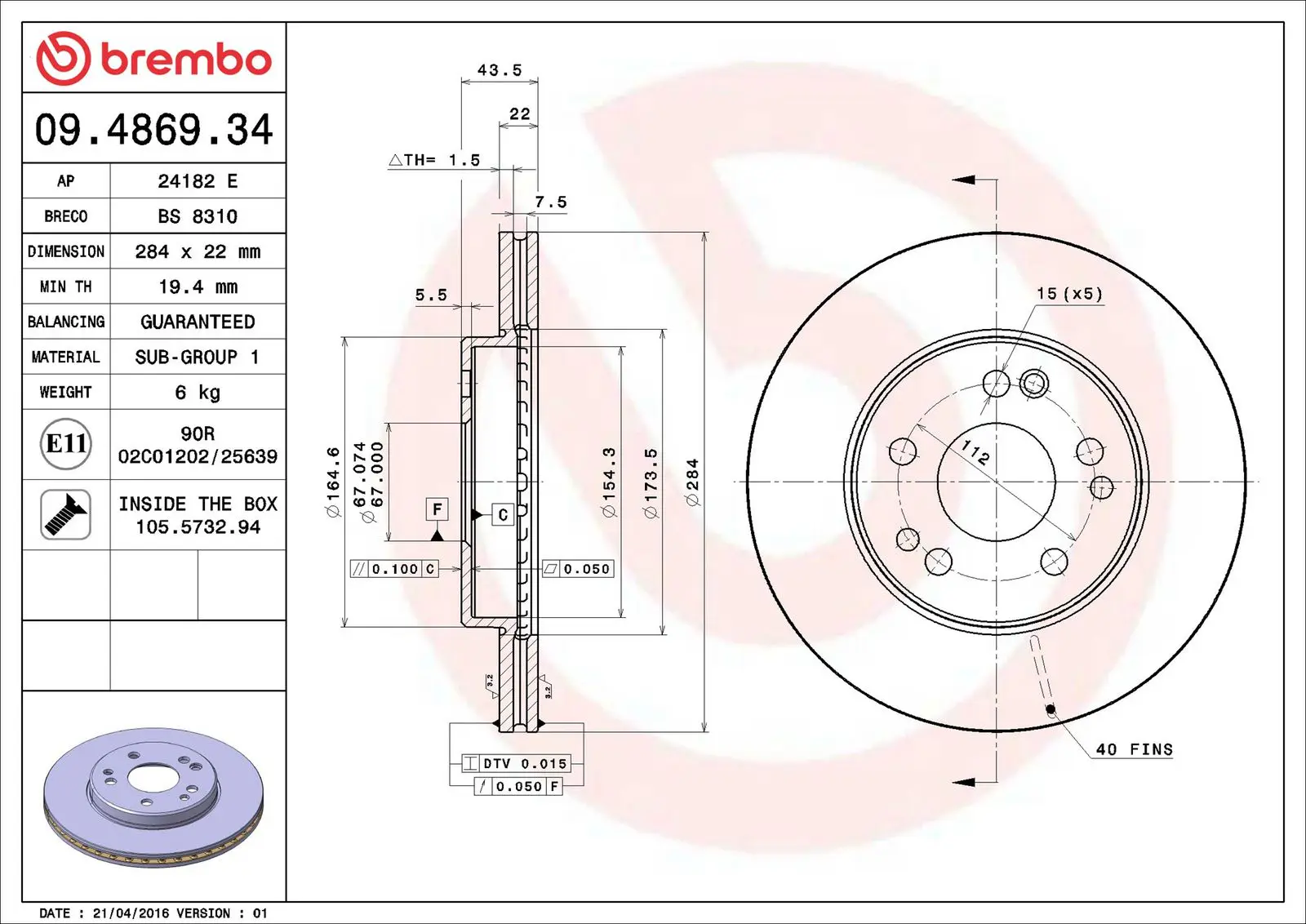 Mercedes W124 Kasa 280 E Ön Fren Diski Havalandırmalı | BREMBO 09486934