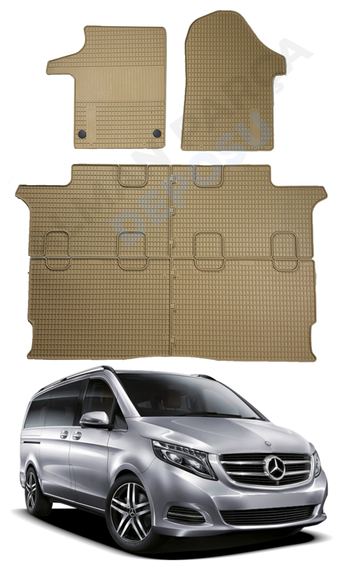 Mercedes Vito Serisi 2014- W447 Lastik Paspas Bej 6 Parça Koku Yapmaz Orijinal Kesim Schönek