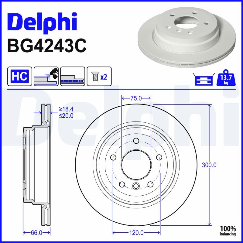 BMW 3 Serisi F30 Fren Diski Ön Havalı 300mm | DELPHI BG4243C