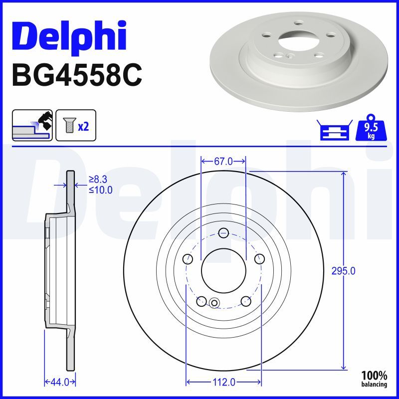 Mercedes W117 Fren Diski Arka Havasız 295mm | DELPHI BG4558C