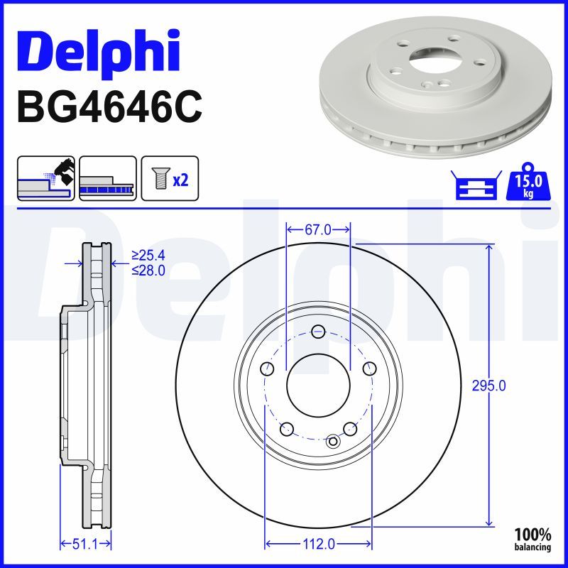 Mercedes W117 Fren Diski Ön Havalı 295mm | DELPHI BG4646C
