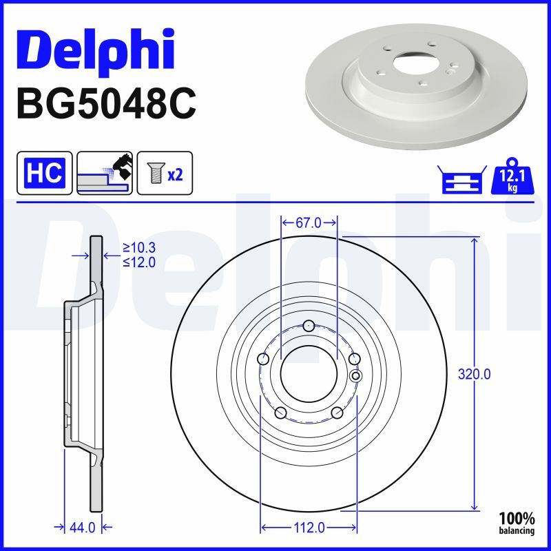 Mercedes W247 Fren Diski Arka Havasız 320mm | DELPHI BG5048C