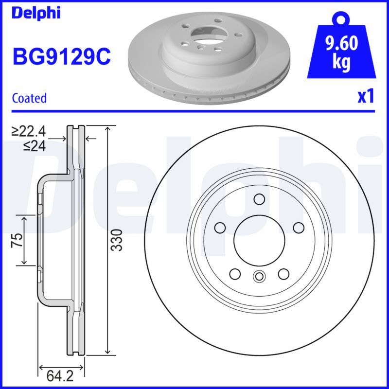 BMW 5 Serisi F10 Fren Diski Ön Havalı 330mm | DELPHI BG9129C