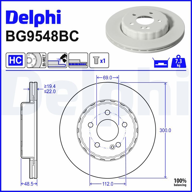 Mercedes W257 Fren Diski Ön Havalı 300mm | DELPHI BG9548BC