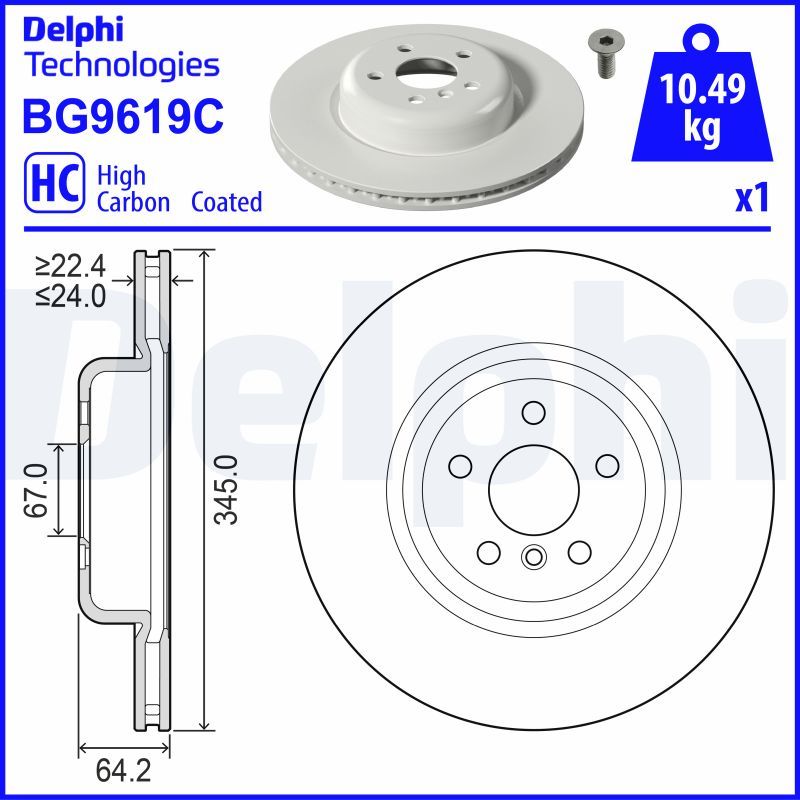 BMW 3 Serisi G21 Fren Diski Ön Havalı 345mm | DELPHI BG9619C