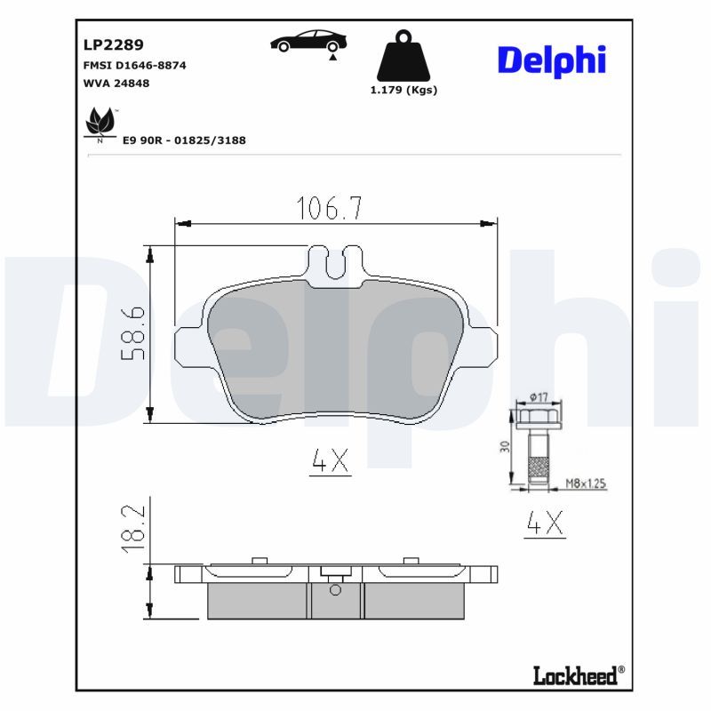 Mercedes W117 Fren Balatası Arka | DELPHI LP2289
