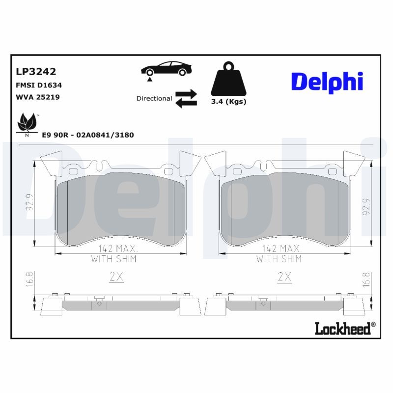 Mercedes W156 Fren Balatası Ön | DELPHI LP3242