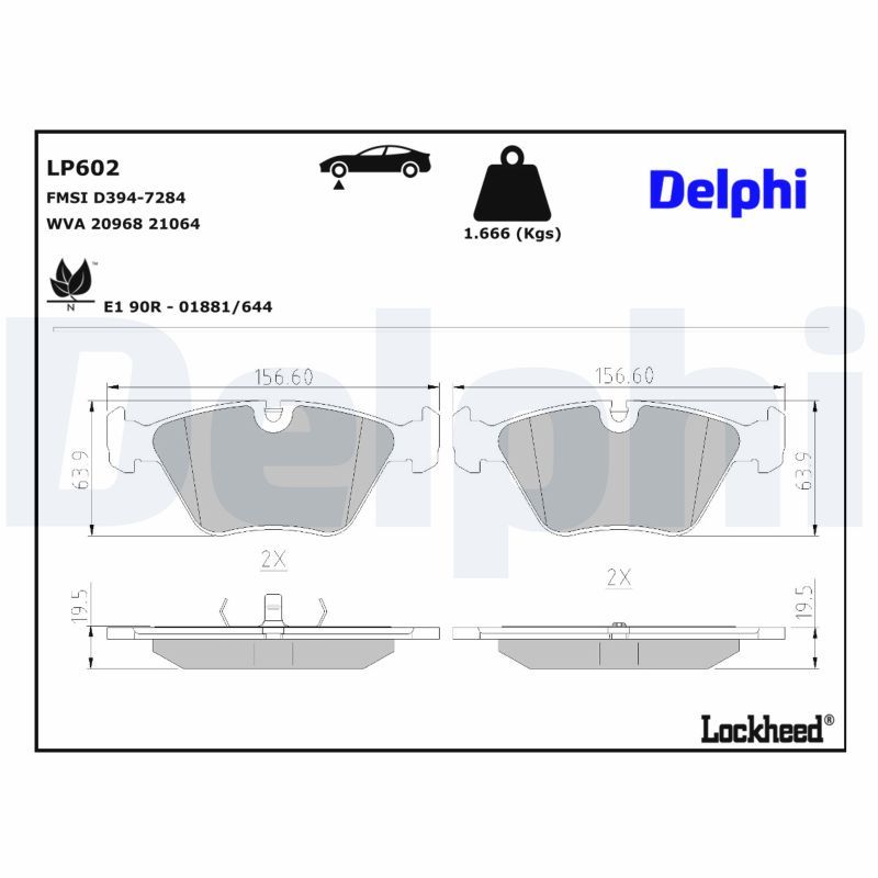 BMW Z3 Serisi E36 Fren Balatası Ön | DELPHI LP602