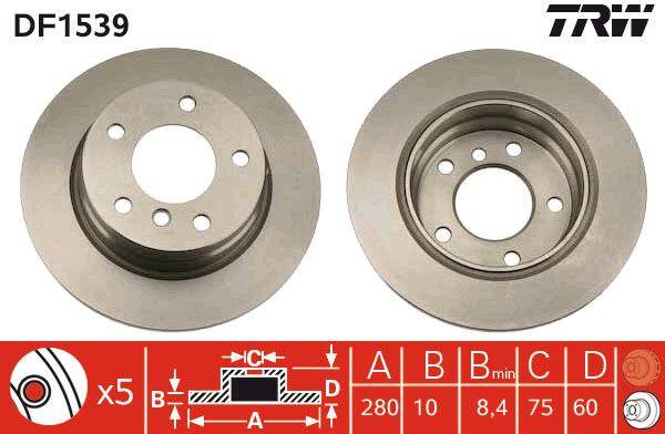 BMW 3 Serisi E46 316ti N40 Arka Fren Diski | TRW DF1539