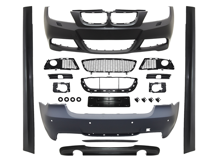 BMW 3 Serisi E90 2004-2012 M-Tech- 335i Gövde Kiti Far Yıkamalı PDC'li Arka Çift Egzoz Çıkışlı Marşpiyeli | WENDER BA51950409697