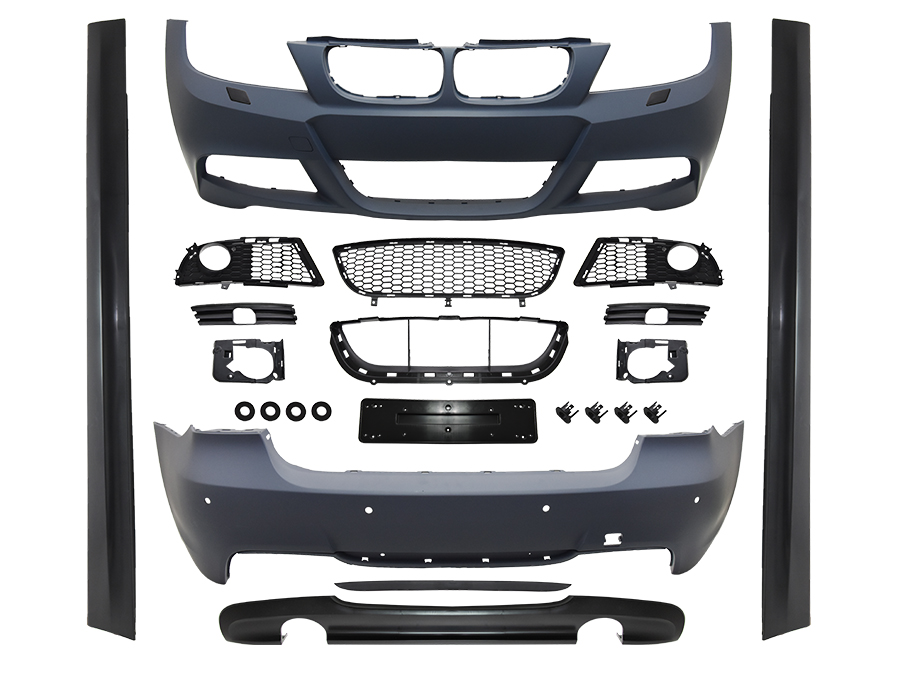 BMW 3 Serisi E90 2004-2012 M-Tech- 335i Gövde Kiti Far Yıkamalı PDC'li Arka Çift Egzoz Çıkışlı Marşpiyeli | WENDER BA51952147161