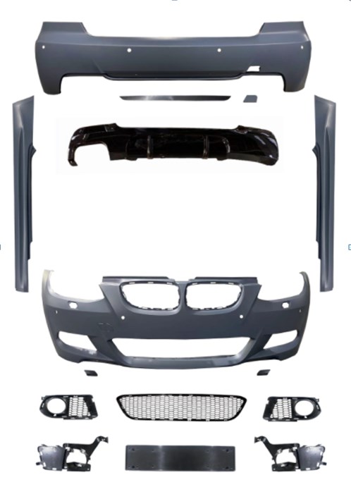BMW 3 Serisi E92 2005-2013 M-Tech Gövde Kiti Far Yıkamalı PDC'li Ön/Arka Çift Egzoz Çıkışlı Marşpiyeli | WENDER BA0922101