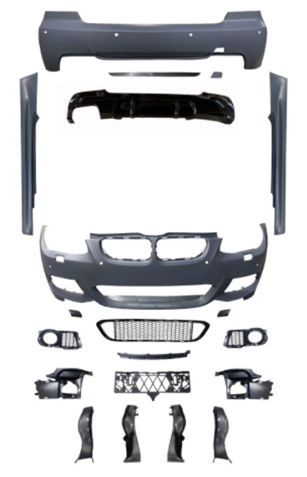 BMW 3 Serisi E92 2005-2013 M-Tech Gövde Kiti Far Yıkamalı PDC'li Ön/Arka Çift Egzoz Çıkışlı Marşpiyeli | WENDER BA0922102