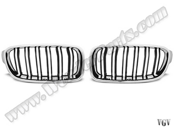 BMW 3 Serisi F30 2012-2018 Panjur (Set) Krom/Siyah Çift Çıtalı | WENDER BA1303096