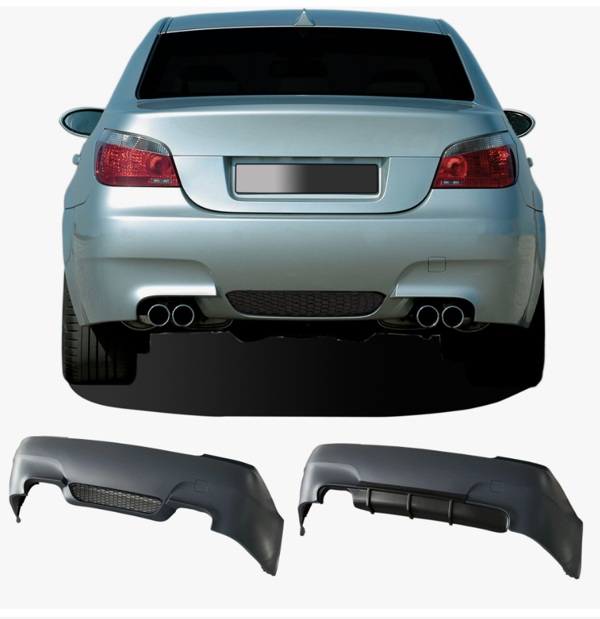 BMW 5 Serisi E60 2001-2010 M5-STYLE Komple Tampon Arka (PDC Delikleri Açılabilir) Çift Çıkışlı Egz. Çıkışlı | WENDER BA51127895753S1