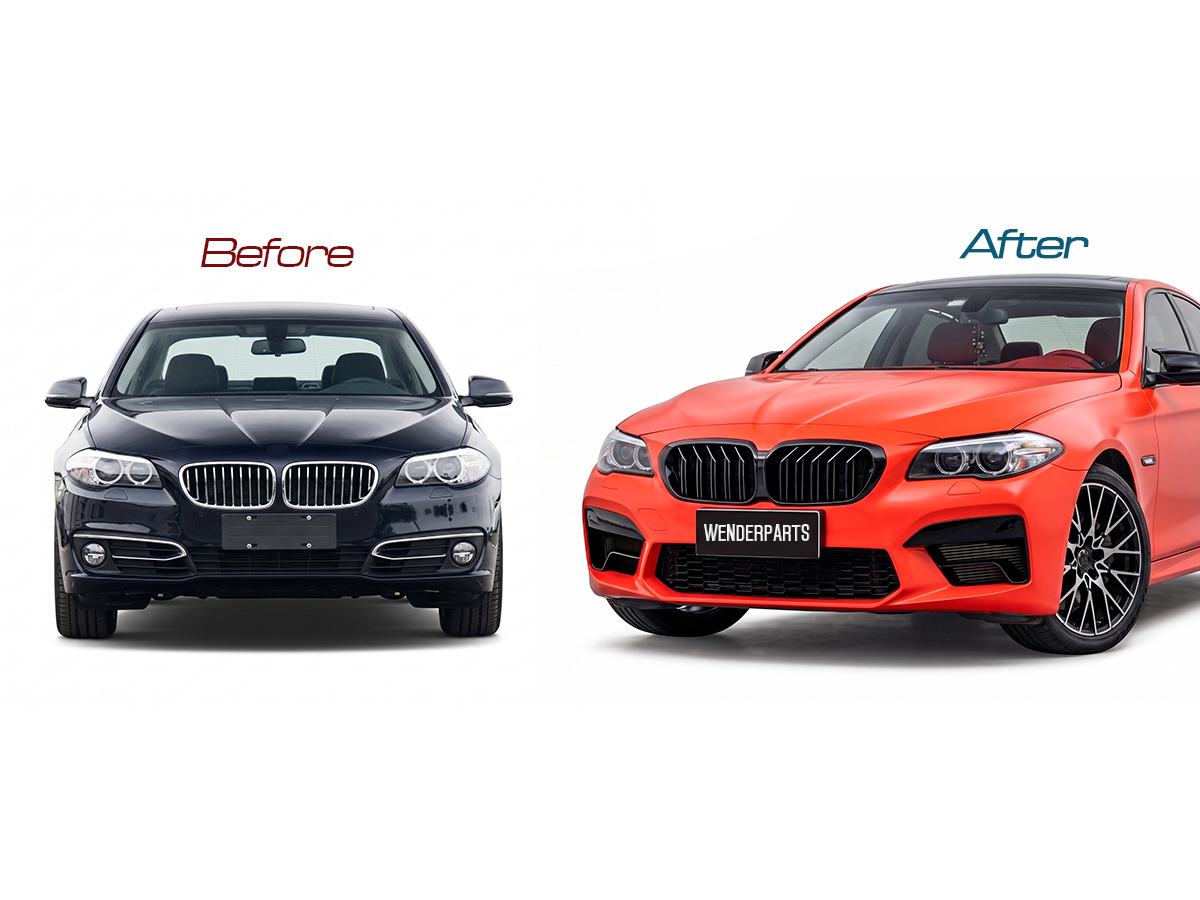 BMW 5 Serisi F10 2009-2016 M5 Gövde Kiti [DONUSUM F90] Ön/Arka PDC Delikleri Açılabilir Far Yıkamalı AACli Araç Panjurlu (Far Değişmez) | WENDER BA0102215