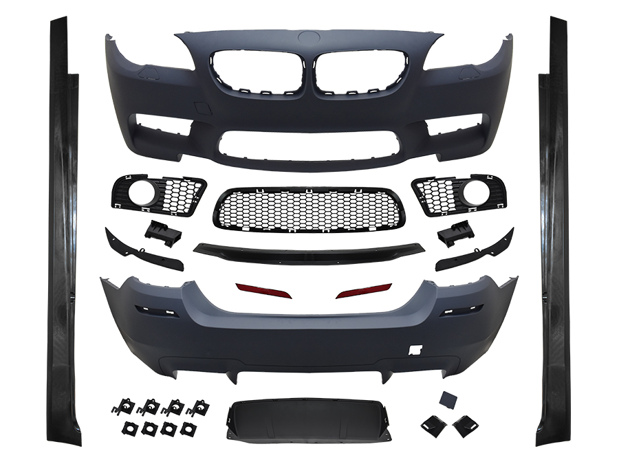 BMW 5 Serisi F10 2009-2016 M5-STYLE Gövde Kiti Far Yıkamalı Sis Delikli PDC'li Ön/Arka Çift Egzoz Çıkışlı Marşpiyeli | WENDER BA0102104