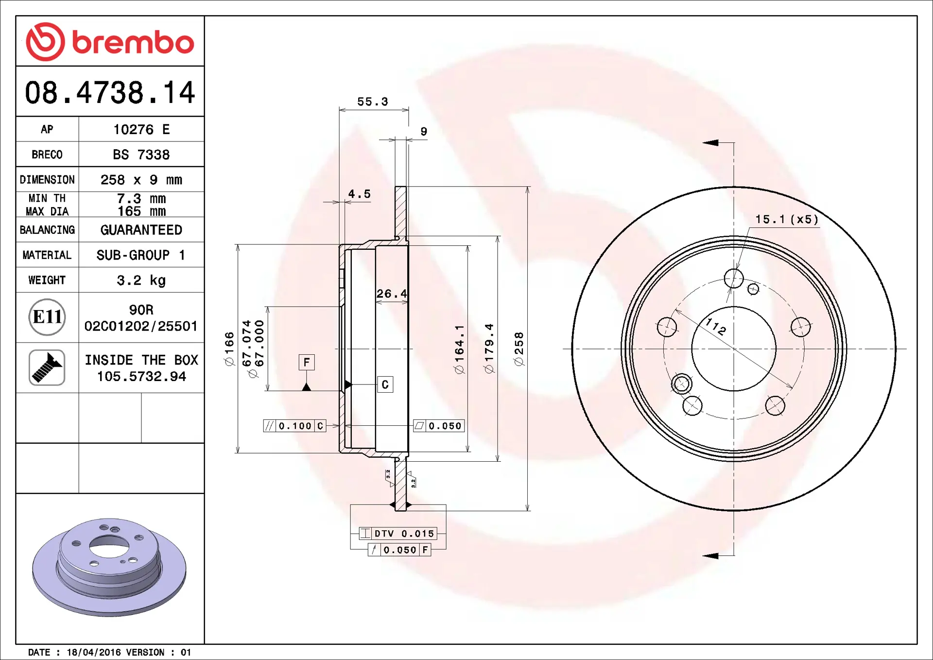 Mercedes W124 Kasa 200 D Ön ve arka Fren Diski | BREMBO 08473814