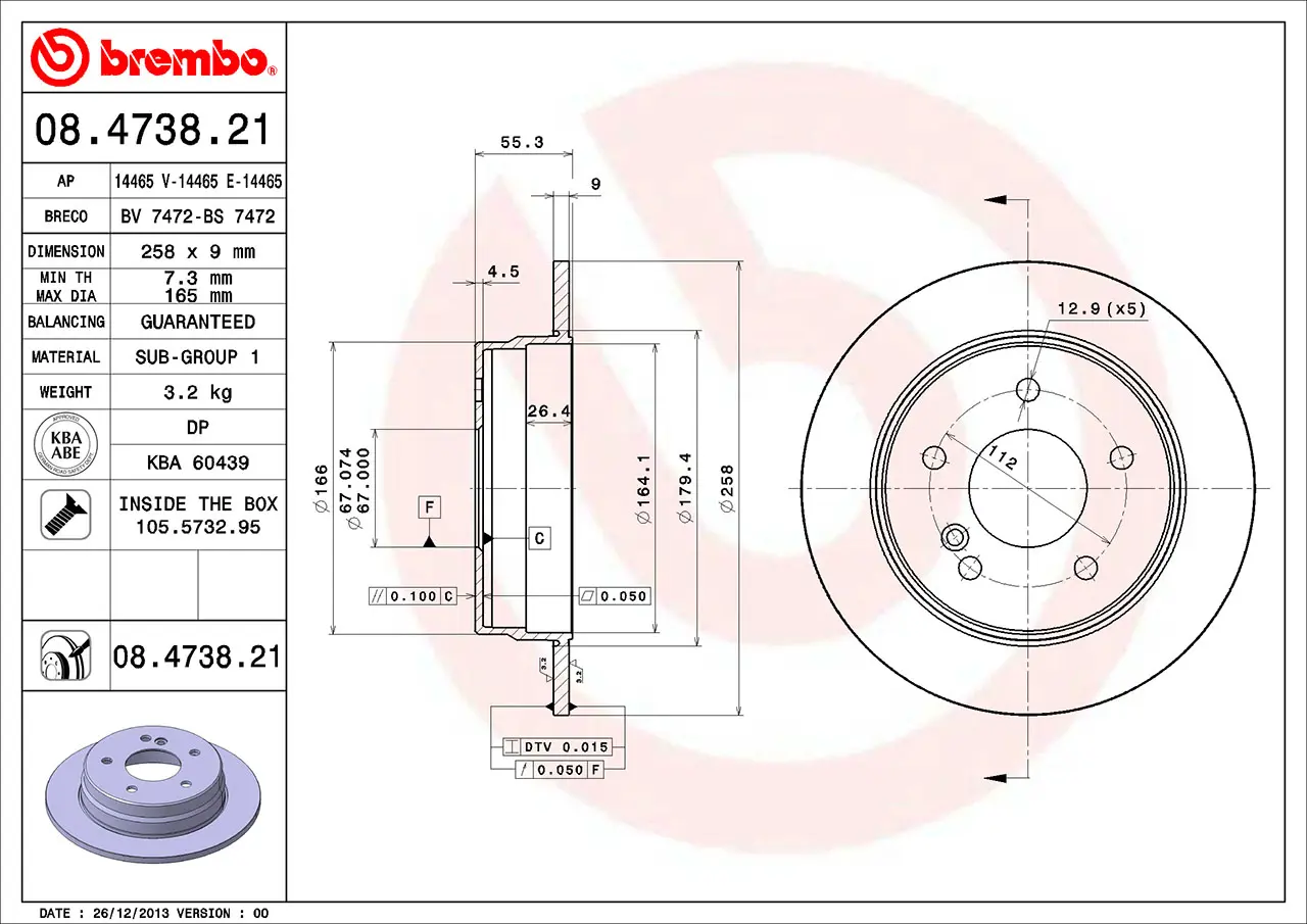 Mercedes C Serisi W202 C 220 CDI Ön ve arka Fren Diski | BREMBO 08473821