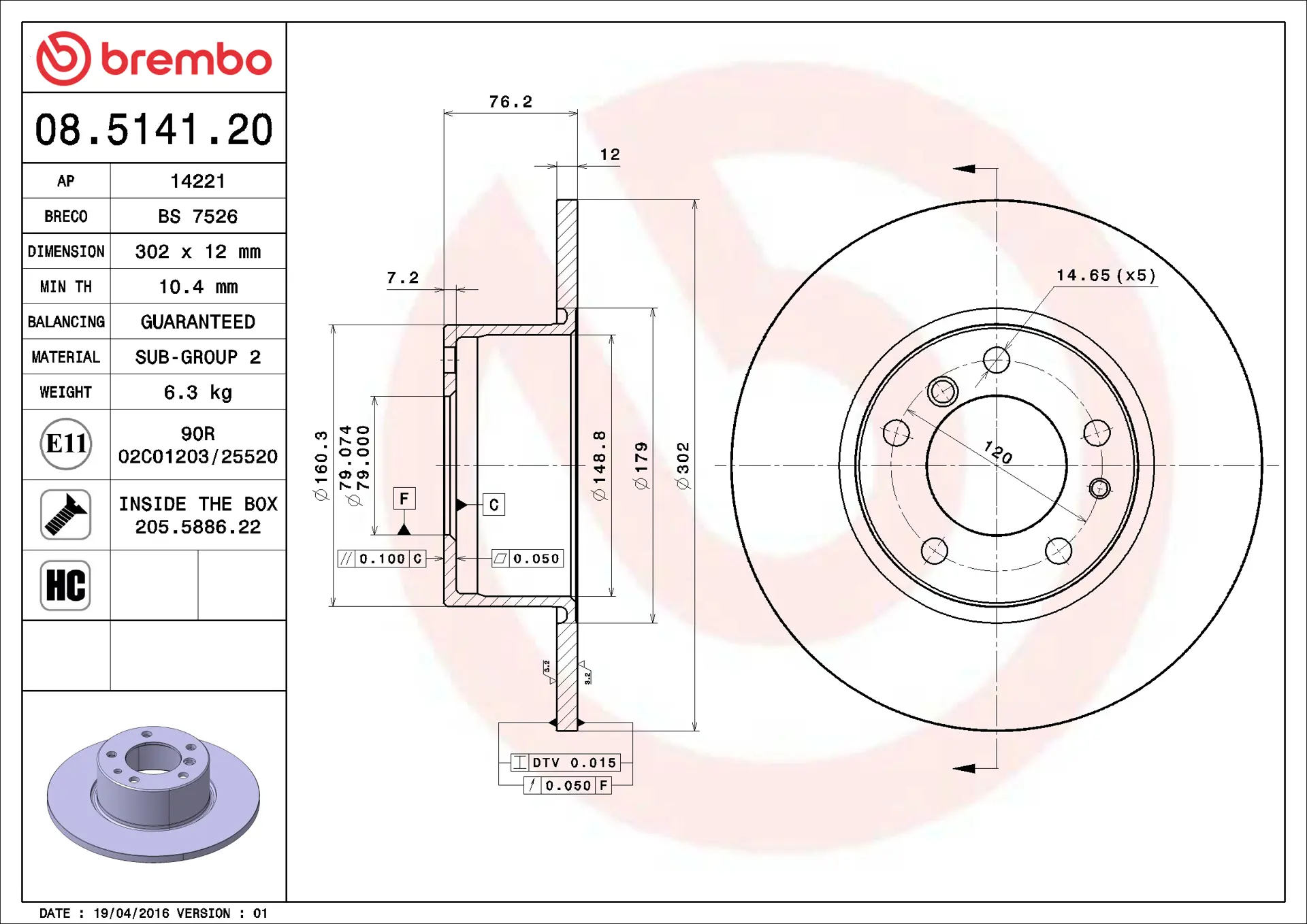 BMW 5 Serisi E34 518 g Ön Fren Diski | BREMBO 08514120