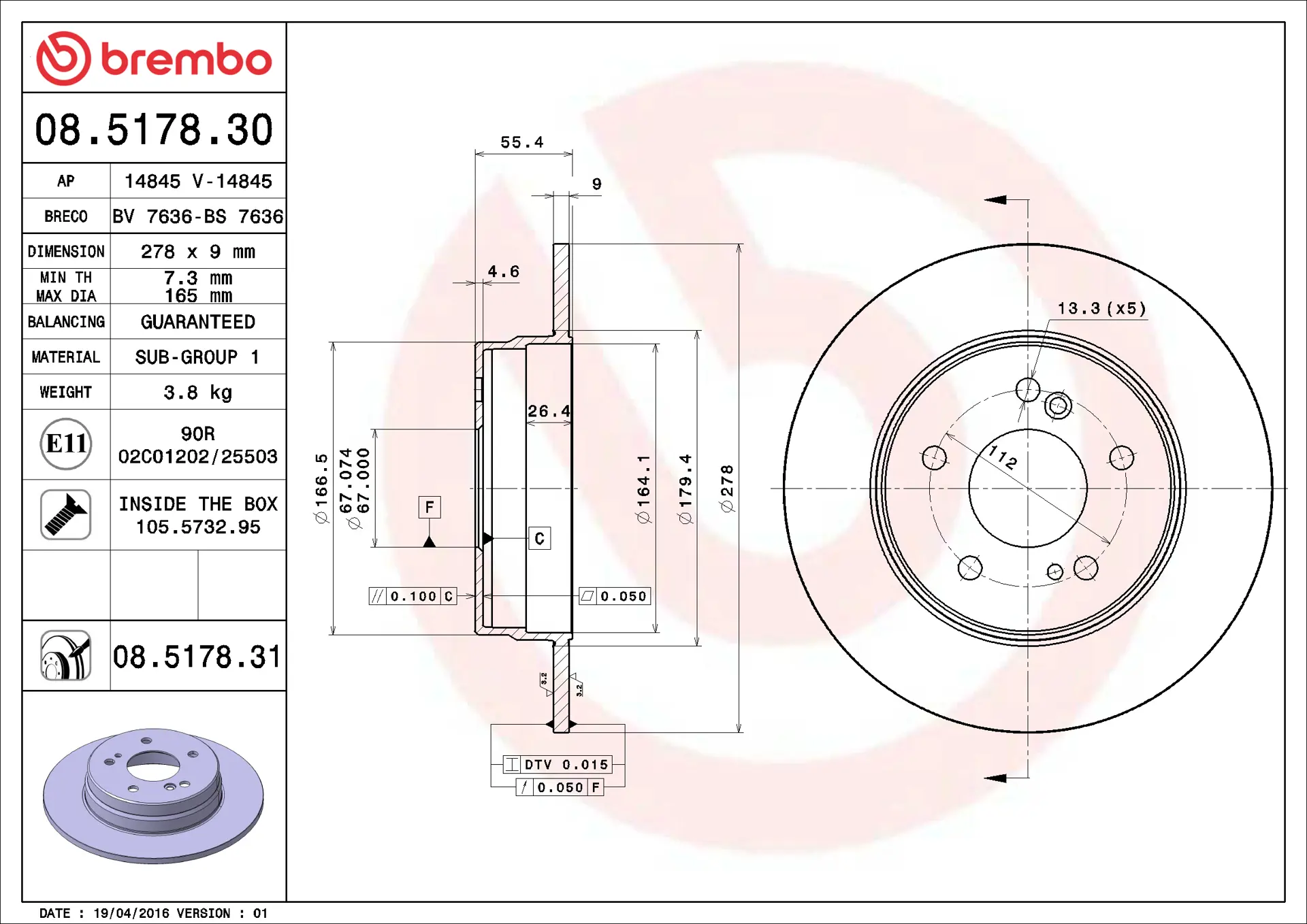 Mercedes C Serisi W203 C 200 Kompressor Arka Fren Diski | BREMBO 08517830