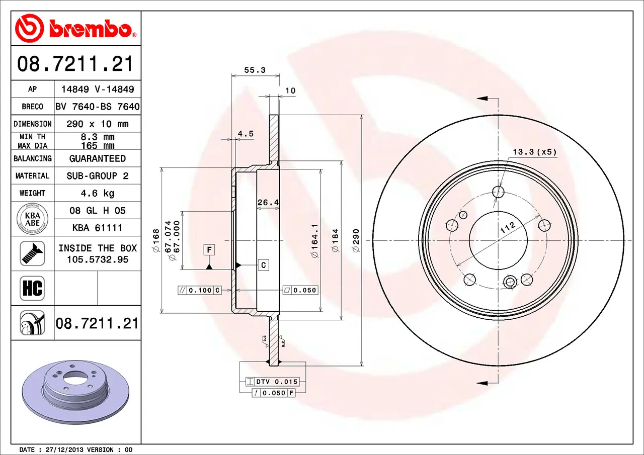Mercedes C Serisi W203 C 200 CGI Kompressor Arka Fren Diski | BREMBO 08721121