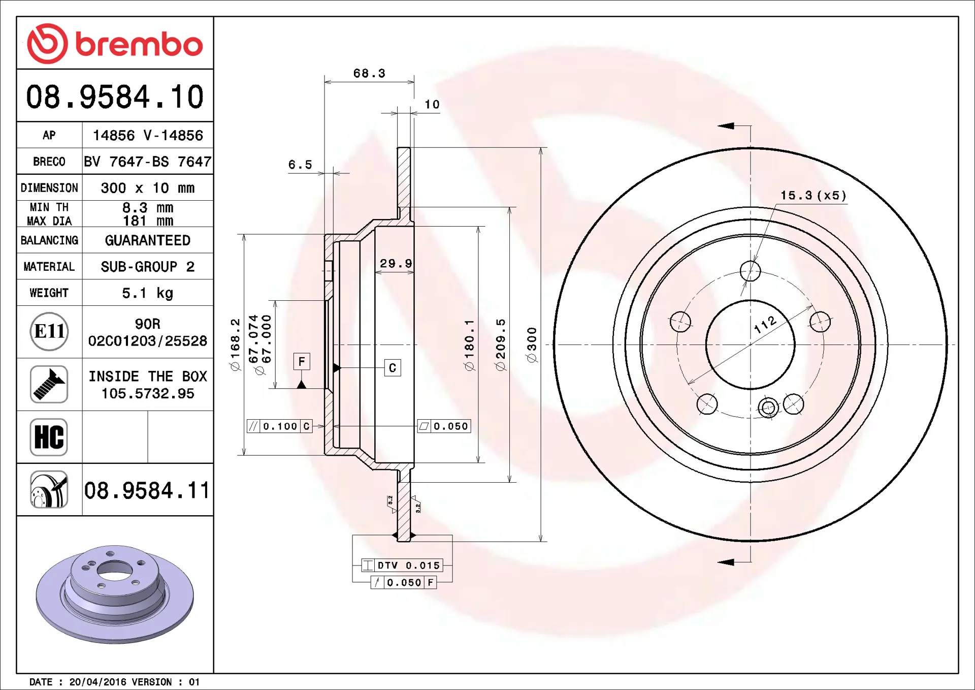 Mercedes E Serisi W211 E 200 Kompressor Arka Fren Diski | BREMBO 08958410