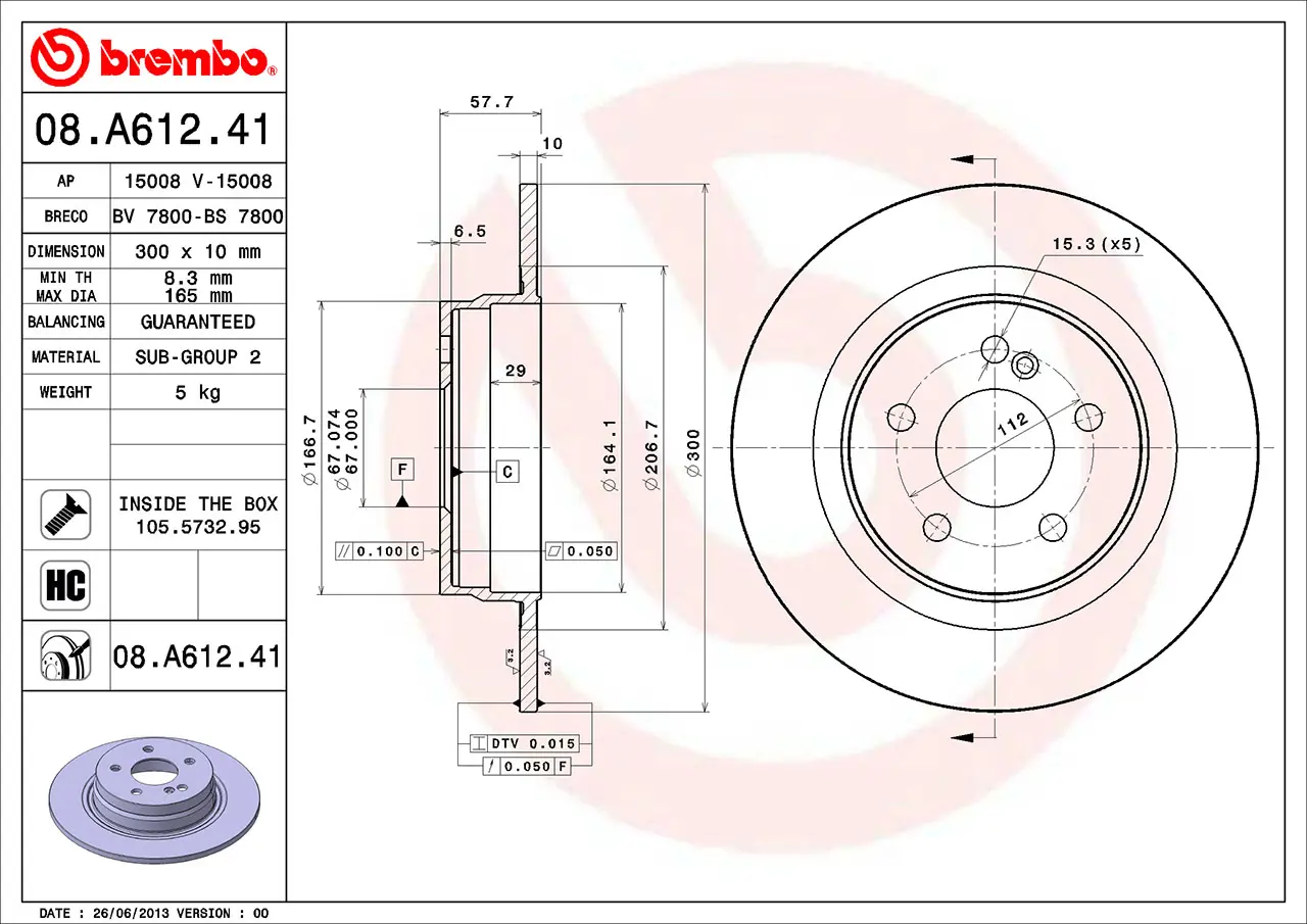 Mercedes C Serisi W204 C 180 Kompressor Arka Fren Diski | BREMBO 08A61241