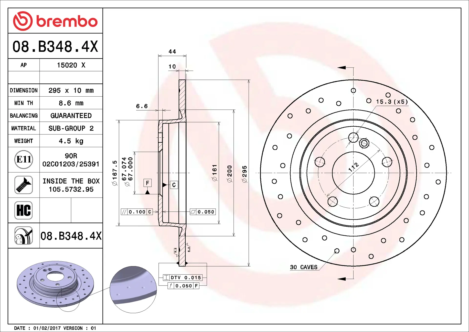 Mercedes A Serisi W176 A 220 4-matic Arka Fren Diski | BREMBO 08B3484X