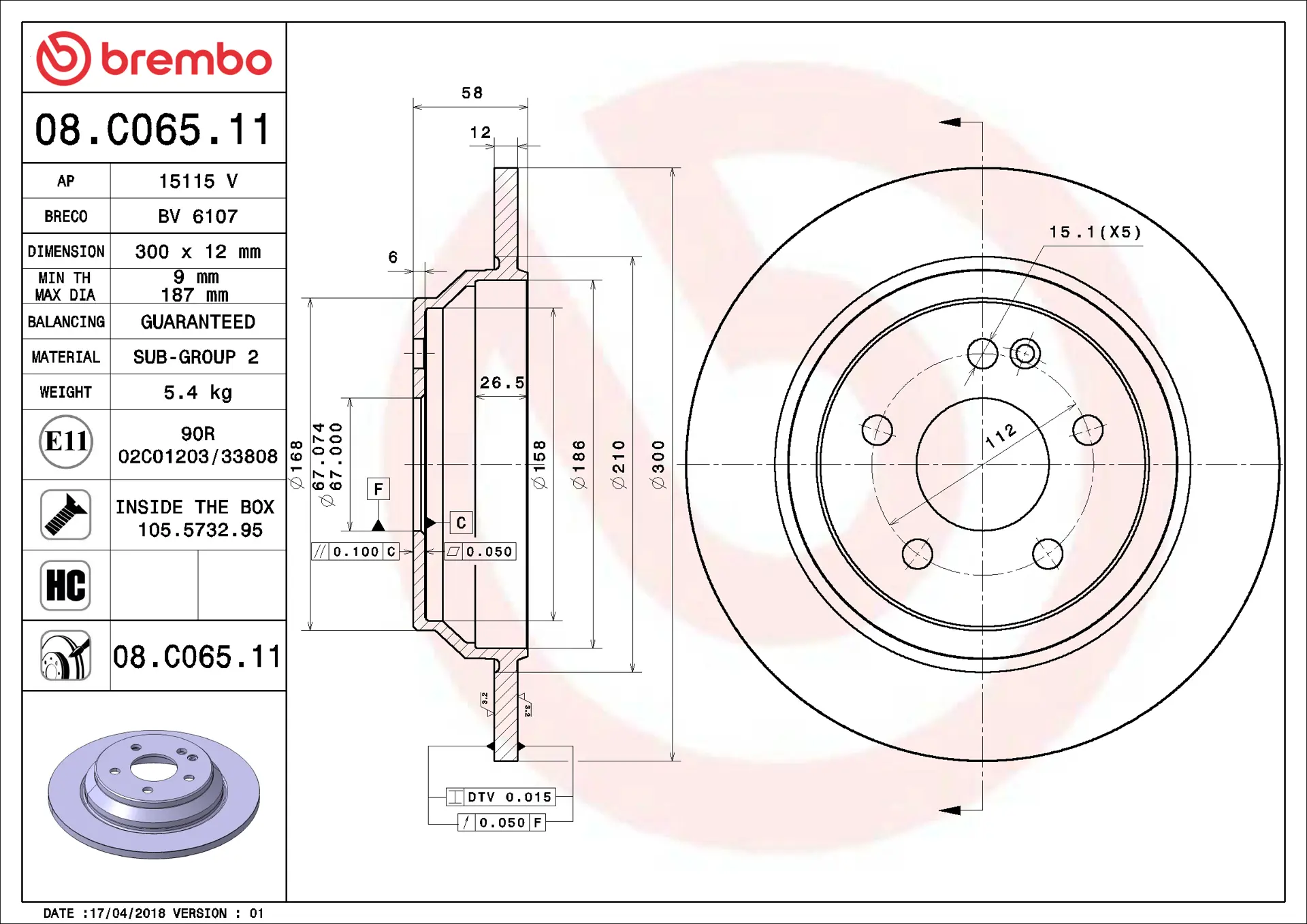 Mercedes Vito Serisi W447 300 CDI 4-matic Arka Fren Diski | BREMBO 08C06511
