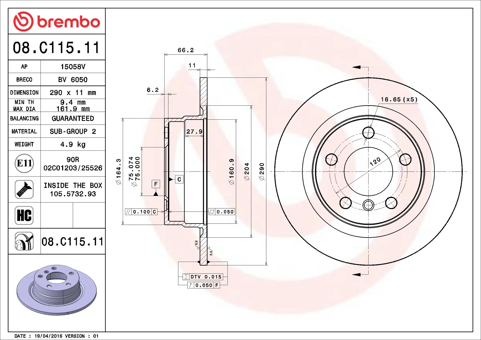 BMW 1 Serisi F20 118 d Arka Fren Diski | BREMBO 08C11511