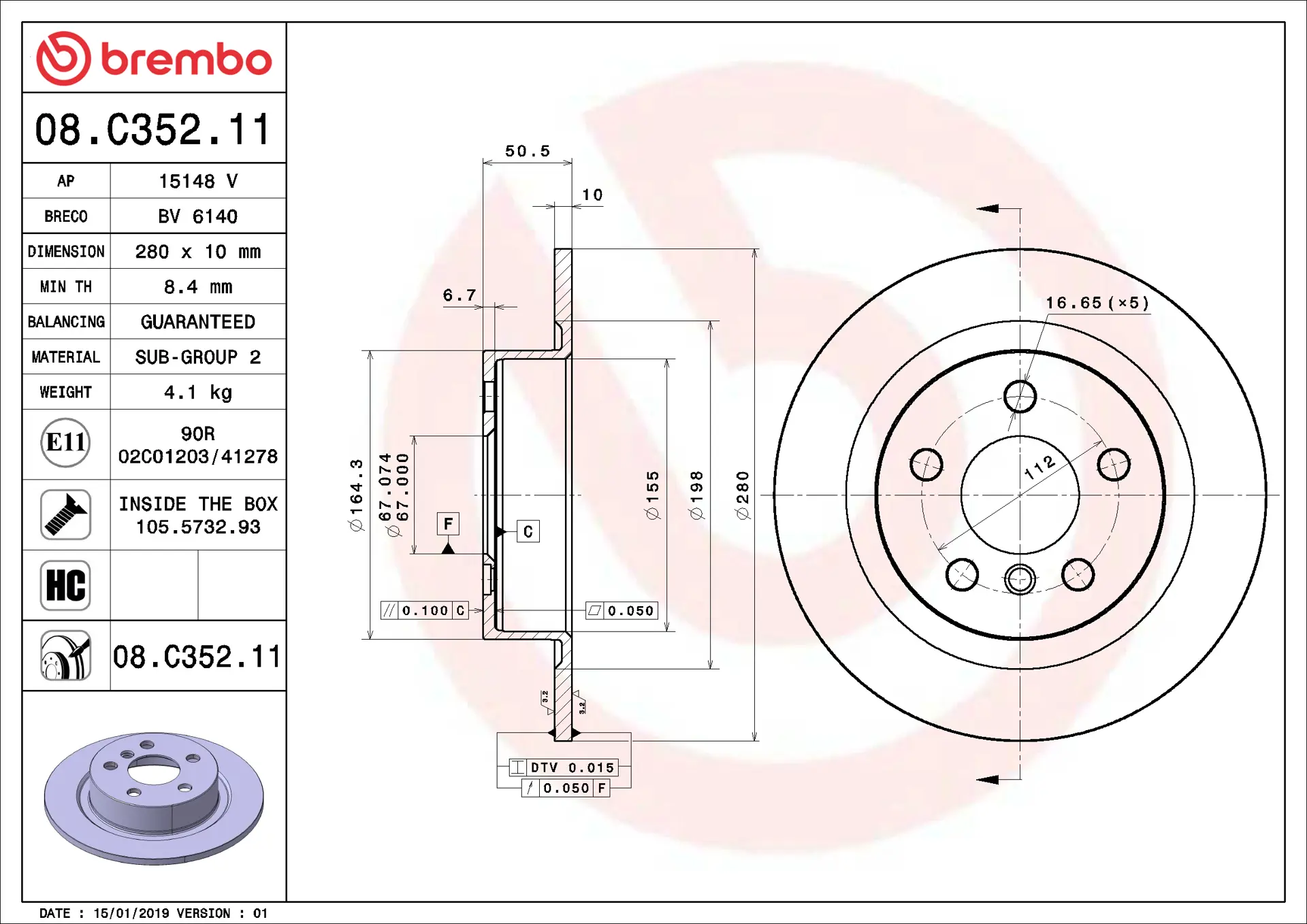 BMW 1 Serisi F40 116 d Arka Fren Diski | BREMBO 08C35211