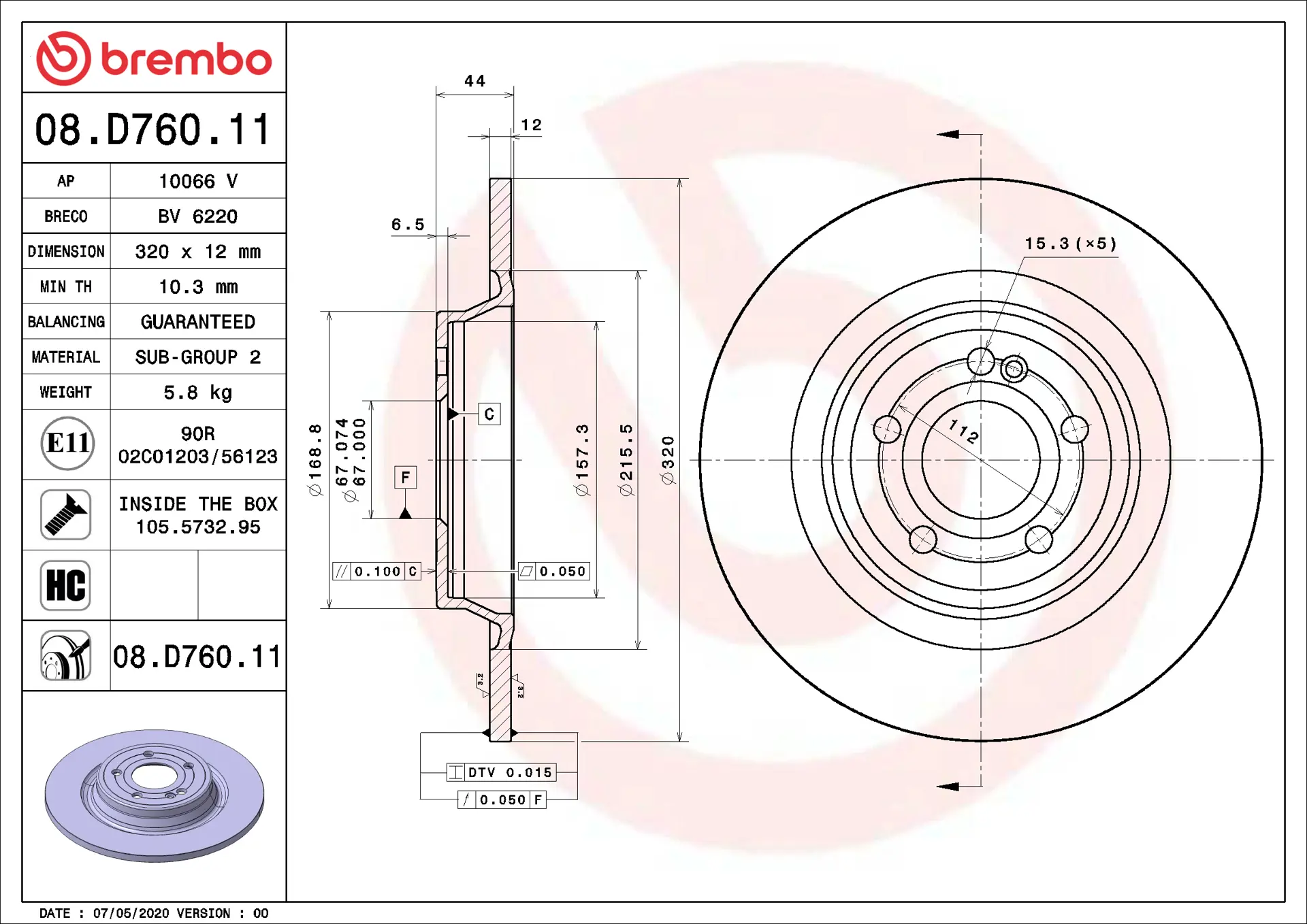 Mercedes A Serisi W177 A 200 Arka Fren Diski | BREMBO 08D76011
