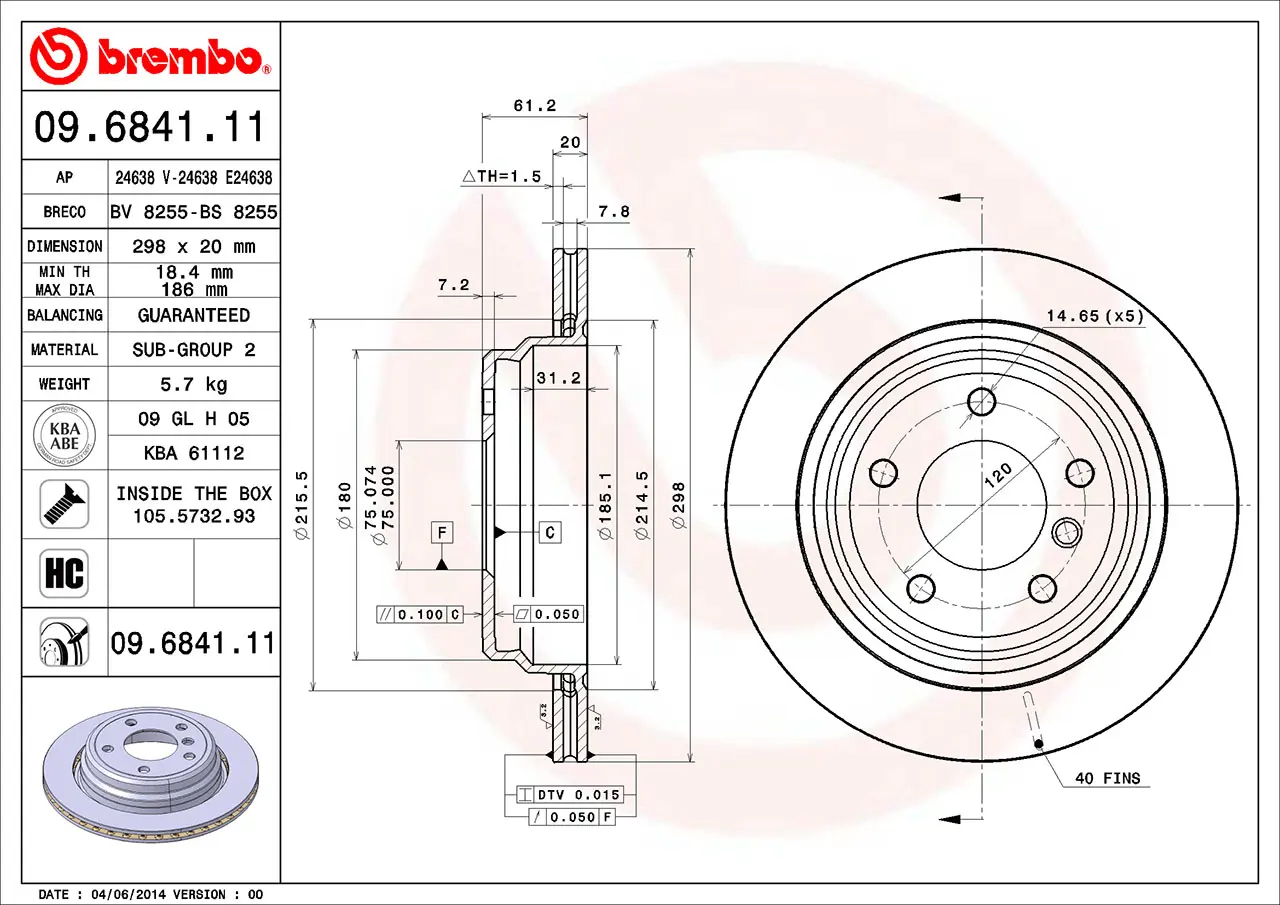 BMW 5 Serisi E39 528 i Arka Fren Diski Havalandırmalı | BREMBO 09684111