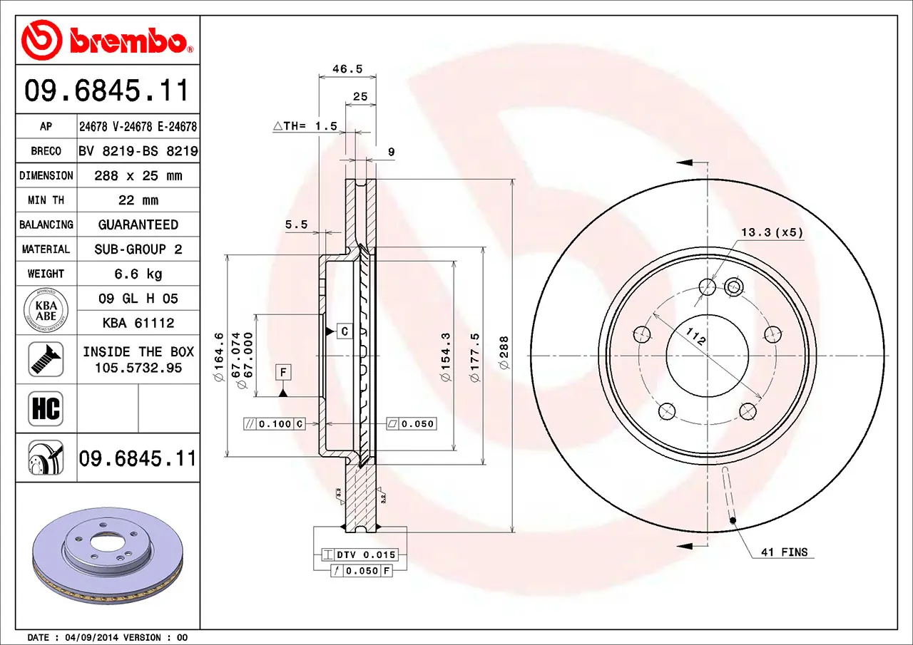 Mercedes CLK Serisi W208 CLK 200 Ön Fren Diski Havalandırmalı | BREMBO 09684511