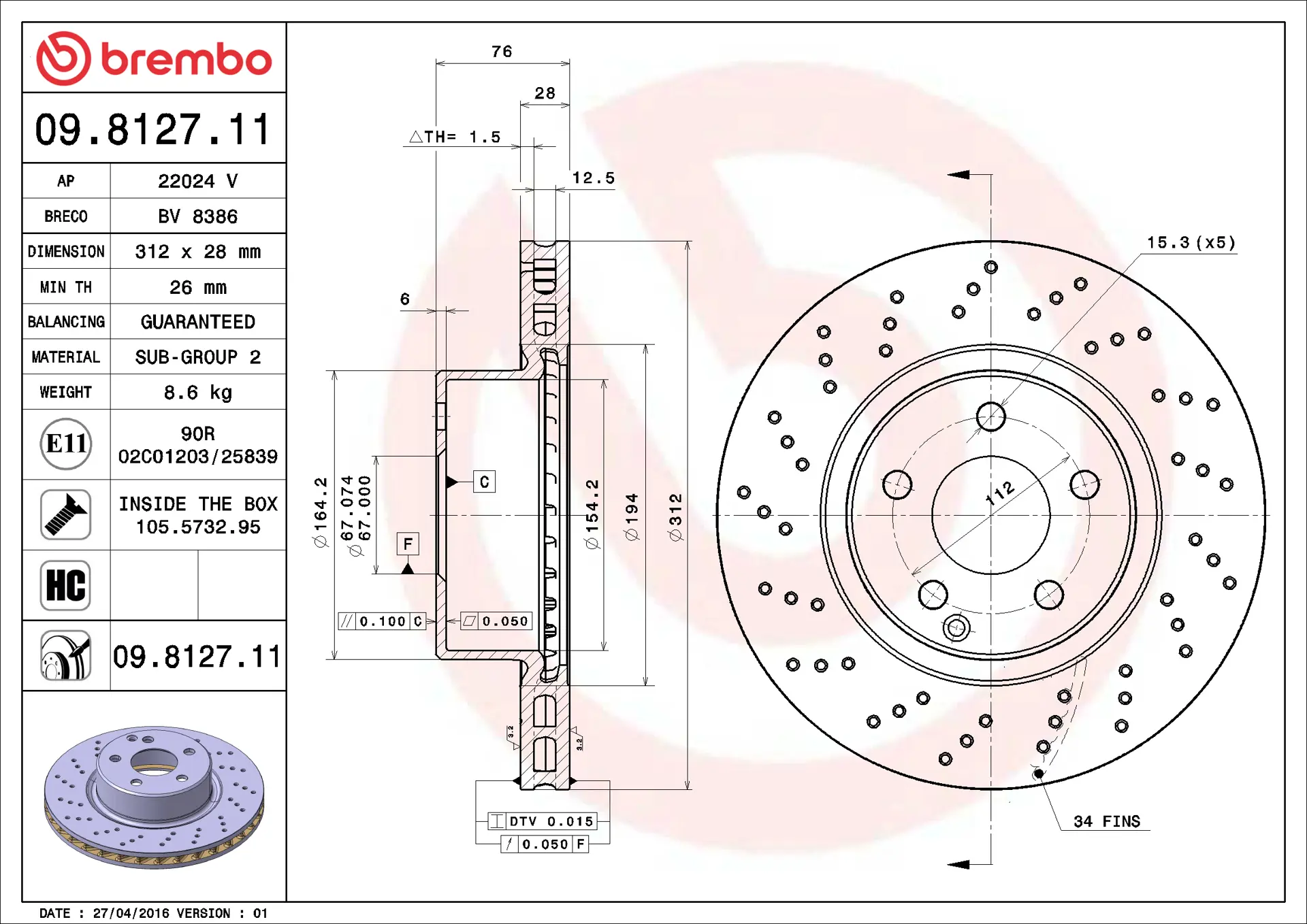 Mercedes S Serisi W220 S 320 Ön Fren Diski Havalandırmalı | BREMBO 09812711