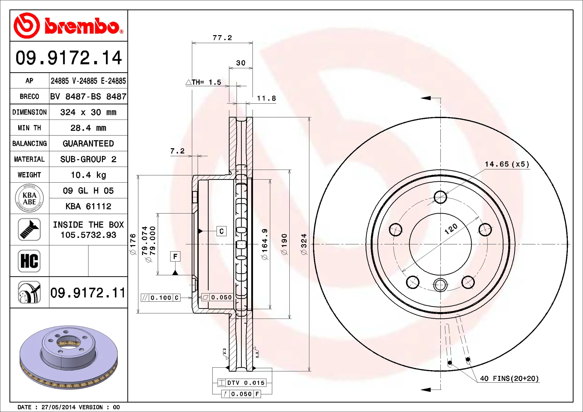 BMW 5 Serisi E60 530 d Ön Fren Diski Havalandırmalı | BREMBO 09917211
