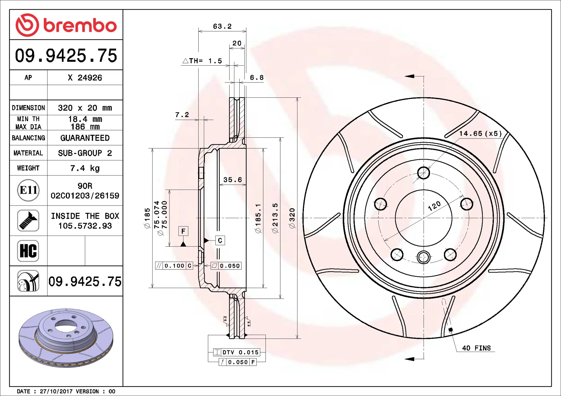 BMW 5 Serisi E60 520 i Arka Fren Diski Havalandırmalı | BREMBO 09942575