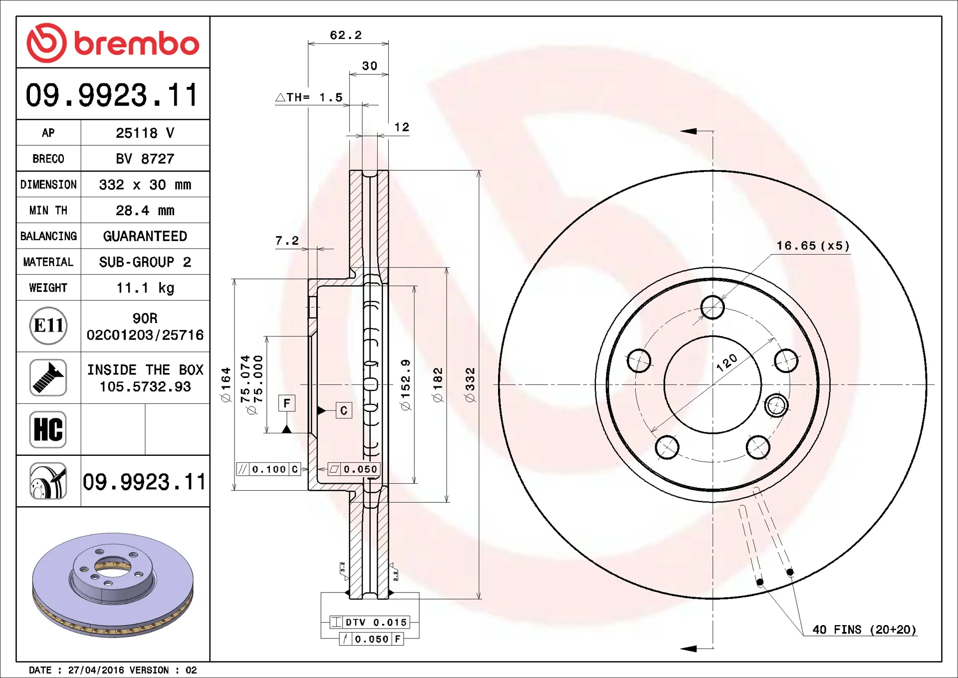 BMW X5 Serisi E70 3.0 si Ön Fren Diski Havalandırmalı | BREMBO 09992311