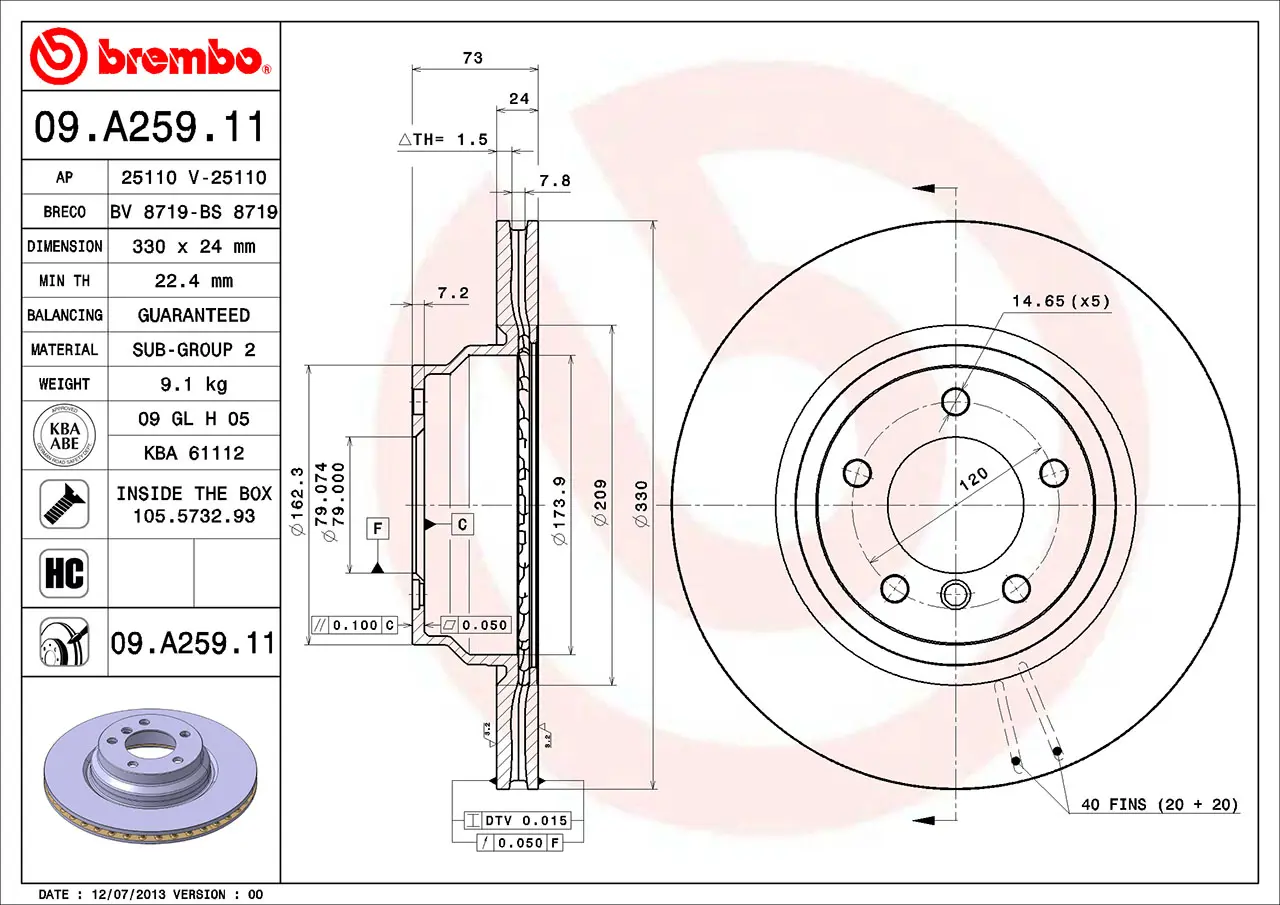 BMW 1 Serisi E87 123 d Ön Fren Diski Havalandırmalı | BREMBO 09A25911