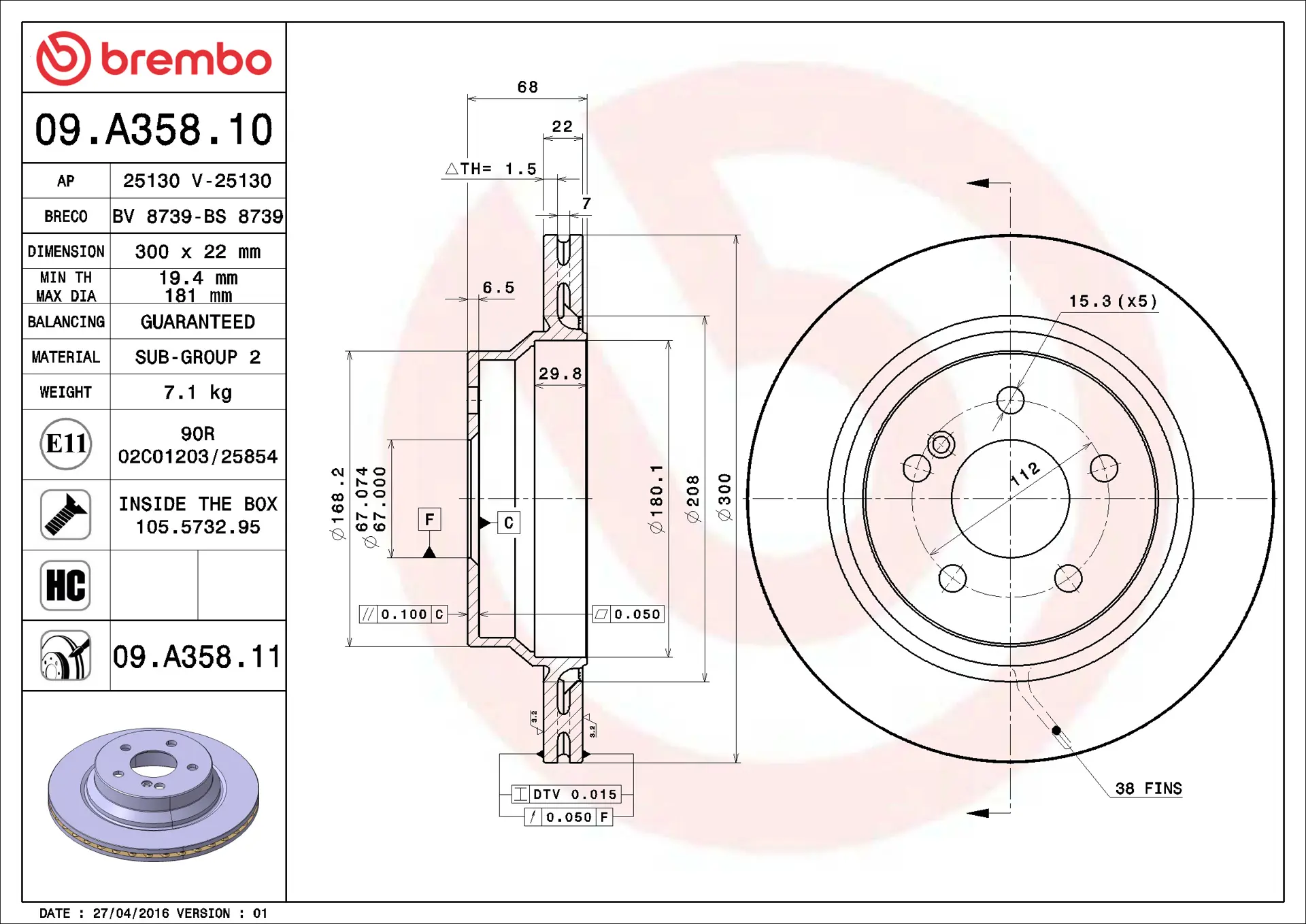 Mercedes CLS Serisi W218 CLS 350 Arka Fren Diski Havalandırmalı | BREMBO 09A35810